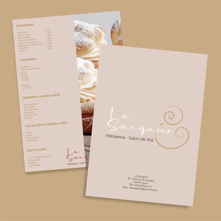 menu de la pâtisserie-salon de thé La Sargane